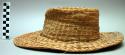 Coiled basketry hat with brim