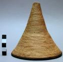 Fine weave food cover - cone shaped, plain with black stripe around rim  ("mteme