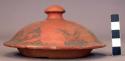 Ceramic jar lid with handle, chipped