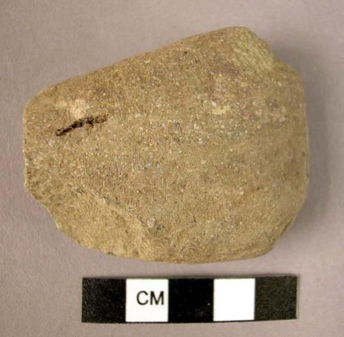 Partially smoothed stone axe - broken, blade end unfinished