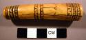 Ivory cylinder, snuff tube with incised linear design in 3 bands