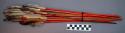 Arrows, rd & grn pigmented, worked to point or blunt, sinew bound