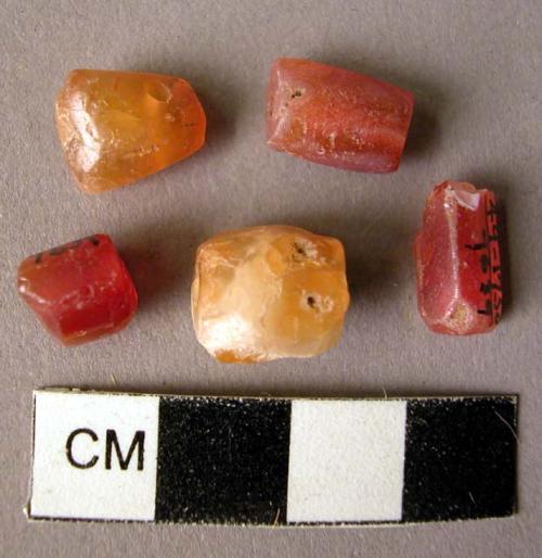 14 carnelian beads - many broken