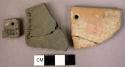 3 potsherds of plain burnished ware - 2 perforated