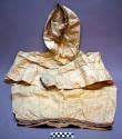 Hooded anorak of seal intestine; sewn with reindeer or caribou sinew; banding ar