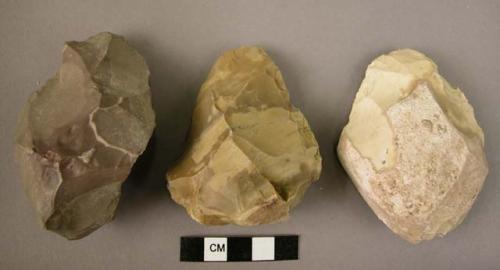 11 medium-sized pearshaped handaxes with thick butt and blunt tip