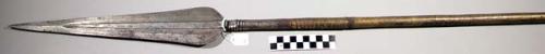 Bianzi or Bangala spear with iron point; shaft wound with brass