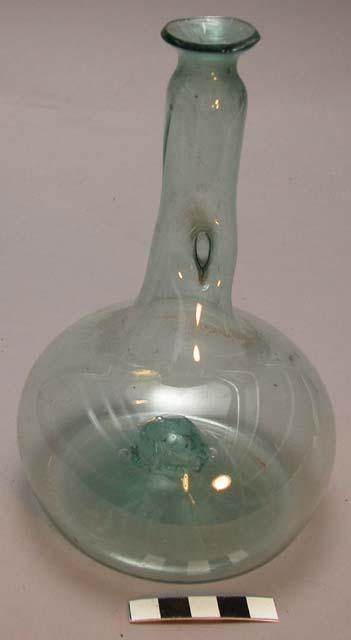 Small handblown glass bottle