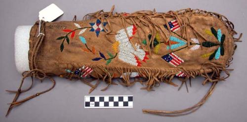 Beaded pouch with design of stars and stripes, very modern