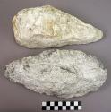 2 CASTS of large thick pointed handaxes