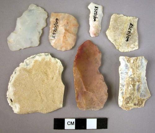 Flint pieces; flakes, scrapers, and points.