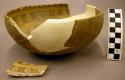 Black on yellow pottery bowl--restorable