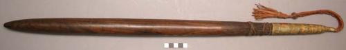 Wooden club, leather grip