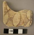 2 potsherds - brown on light grey brown; hatched designs