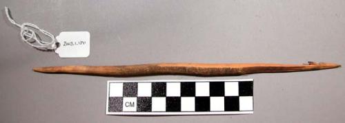 Projectile Point, wood, one end worked to barbed, notched point