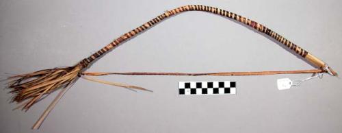 Bow used for ceremonial purposes in a dance, strips of grass held in place by sm