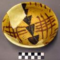 Restorable San Bernardino polychrome pottery basket impression bowl