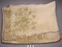 Woman's gauze headdress (rectangular) with gold floral embroidery