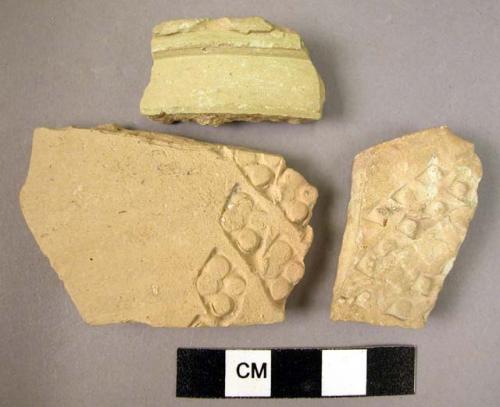 "Islamic ware" sherds - 3 stamped - late