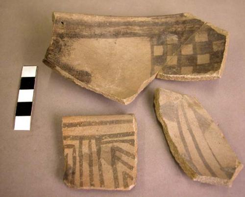 Black on grey potsherds