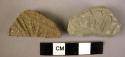 2 potsherds - gray ware - moulded