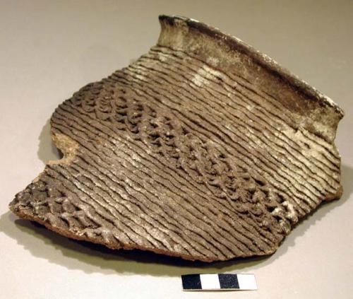 Sherd - banded corrugated neck olla