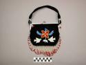 Purse with metal frame - velvet with beaded design of birds and flowers