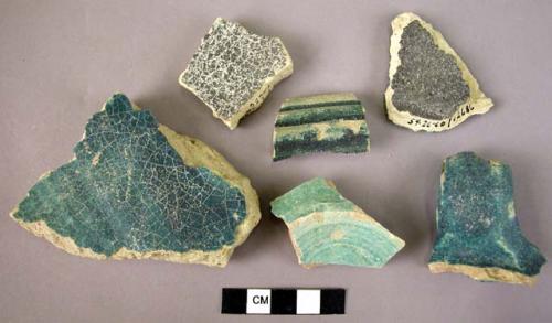 33 turquoise-glazed potsherds