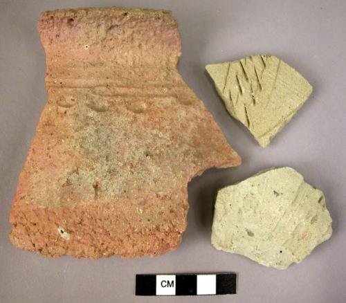 5 potsherds with impressed decoration