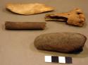 Organic bones, faunal remains, fragments, various, 2 wood fragments
