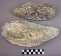 2 CASTS of large elongated pointed handaxes