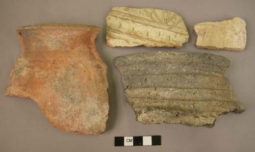 Potsherds (19), with incised or impressed decoration.