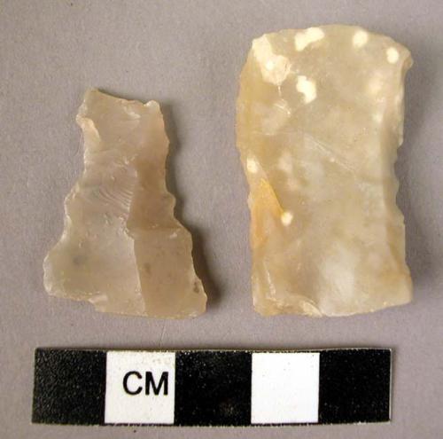 2 flint artifacts (possibly used as scrapers)