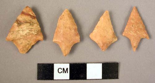 26 stubby triangle stone points with long tang or deep corner notches