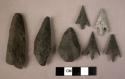 Casts of spear points in wax