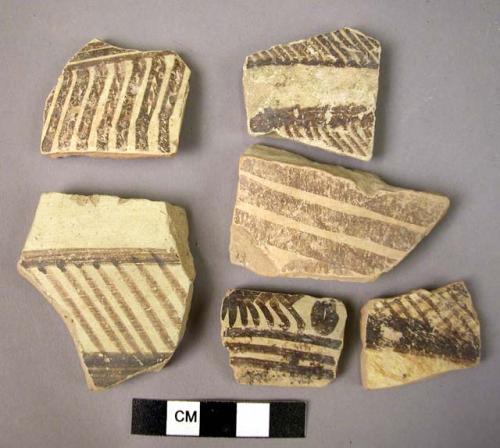 8 potsherds from bowl - Brown-on-Buff