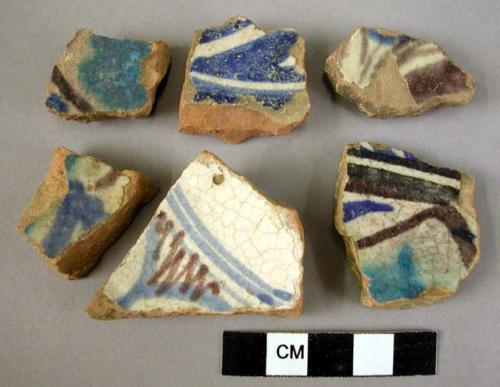 8 potsherds - polychrome glaze