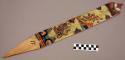 Ornament?, flat pointed stick, painted designs with 2 zoomorphs