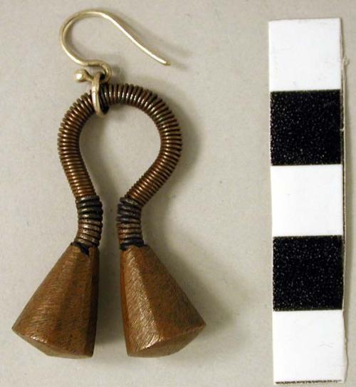 Earring, one of a pair; loop with cone-shaped ends