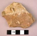 Stone, chipped stone edged tool, scraper, brown, crystalline cortex