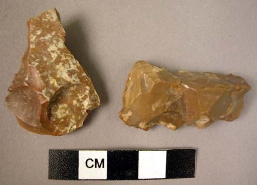 2 chert end and side scrapers