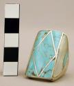 Silver ring with mother-of-pearl and turquoise inlay, rectangular bezel