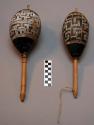 Calabash rattles, incised decorations