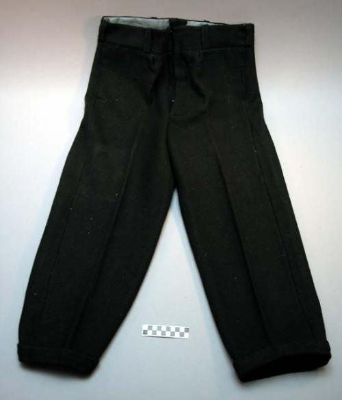 Black wool pants. manufactured cloth with raised nap in contemporary design. 94