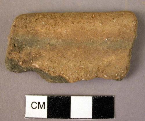 Rim potsherd with traces of band of paint