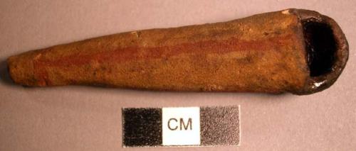 Navajo hunting pipe made of clay, with red stripes (female)