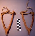 Wooden spurs with leather thongs