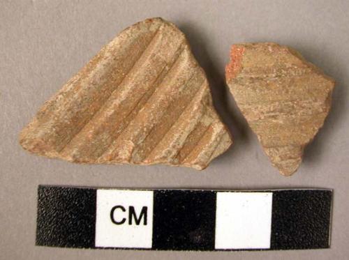 "Islamic ware" sherds - 2 incised cooking