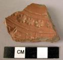 Potsherd - red, moulded impressions