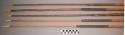 Arrows, carved bone point, wood & reed shafts, split feather ends, string bound